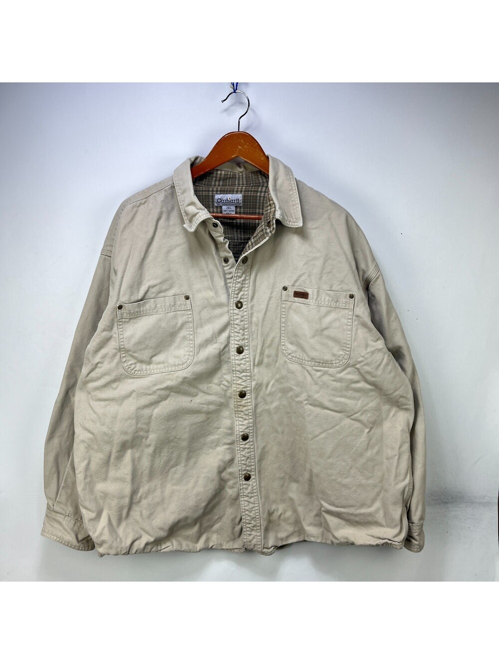 Vintage Carhartt Chore Flannel Lined Canvas Jacket Work 2XL